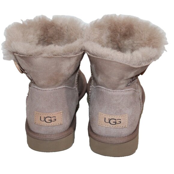 Womens UGG Mini Bailey Button II Boot 1016422 Hickory Brown Suede 37 US Size 6 - Picture 5 of 10
